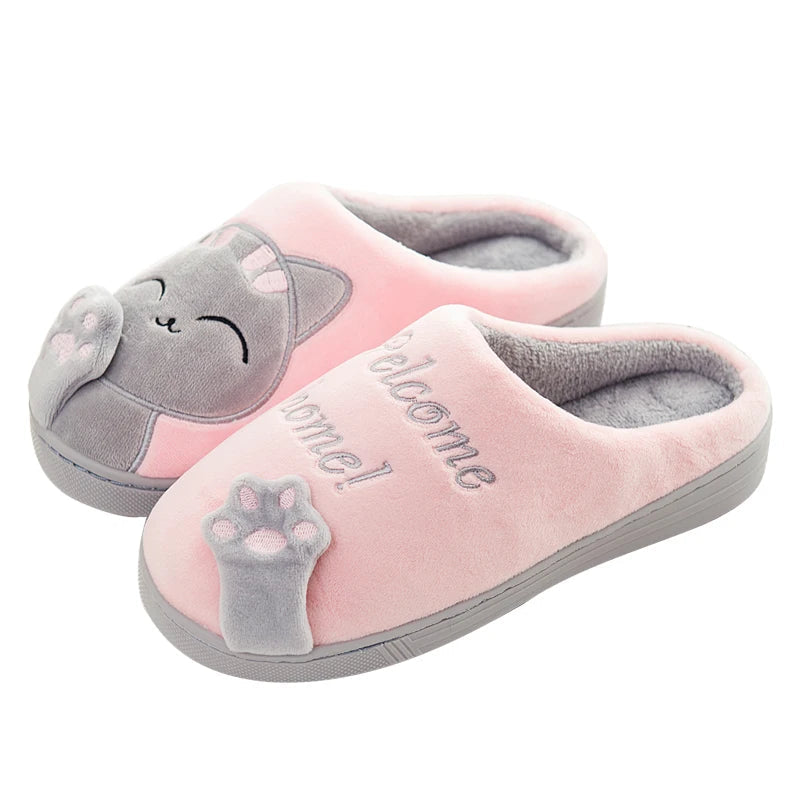 Giada | Zachte winterpantoffels voor dames met antislip kattenmotief