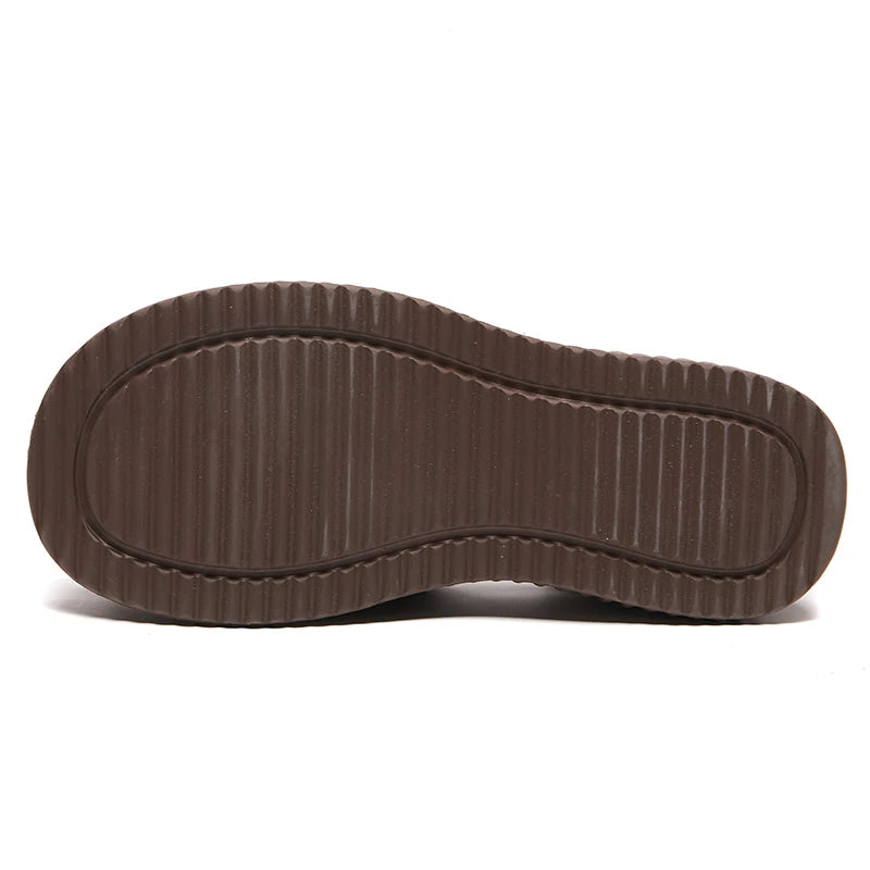 Real Leather Retro Sandals with Thick Soles