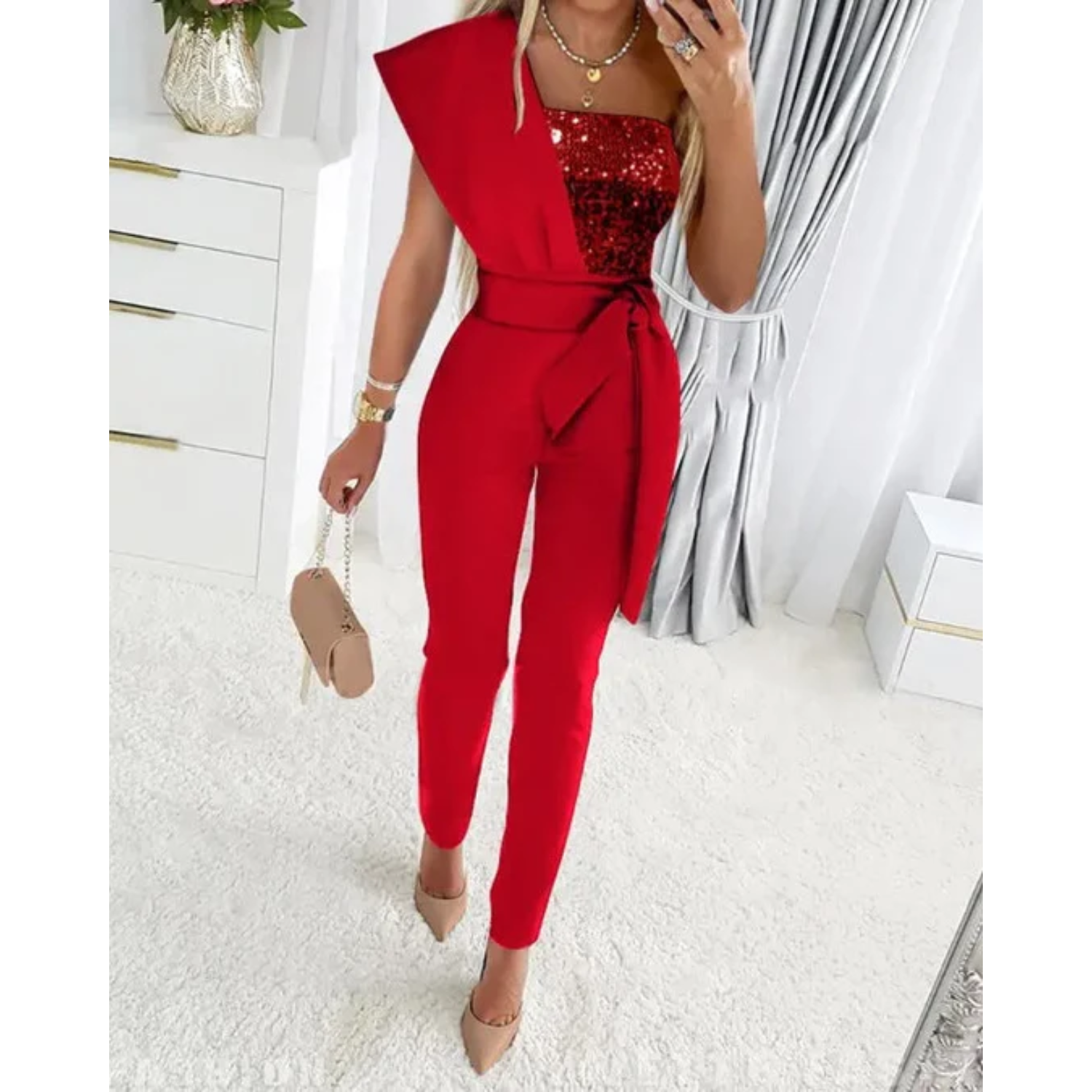 Festive Glitter Jumpsuit of Stylish Glamour