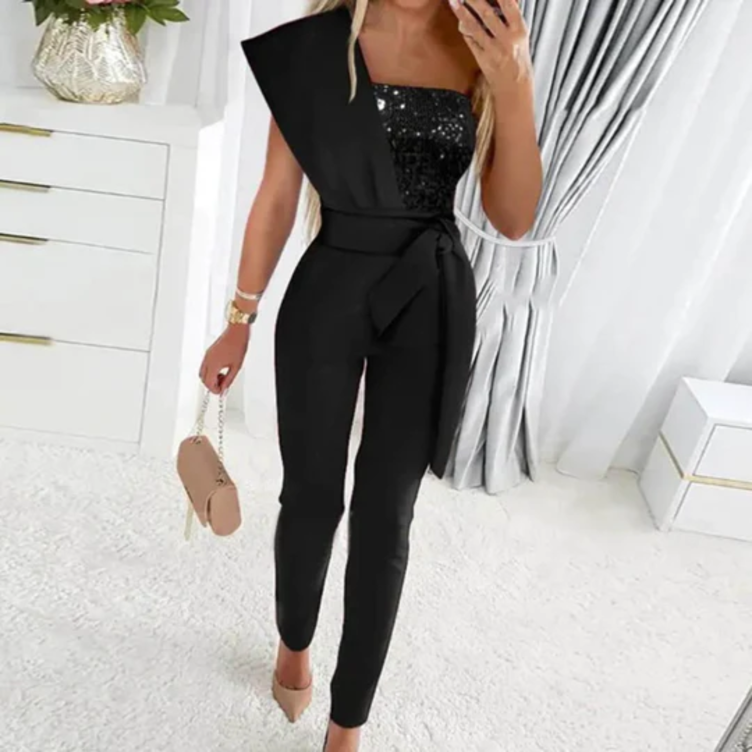 Festive Glitter Jumpsuit of Stylish Glamour
