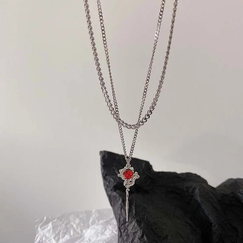Dark Blood Red Spider Pendant Necklace for Intriguing Women