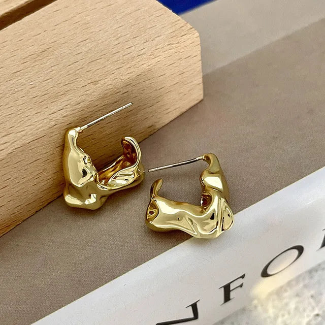 Schimmernder Kreis Goldener Glanz Mehrlagige Runde Ohrstecker