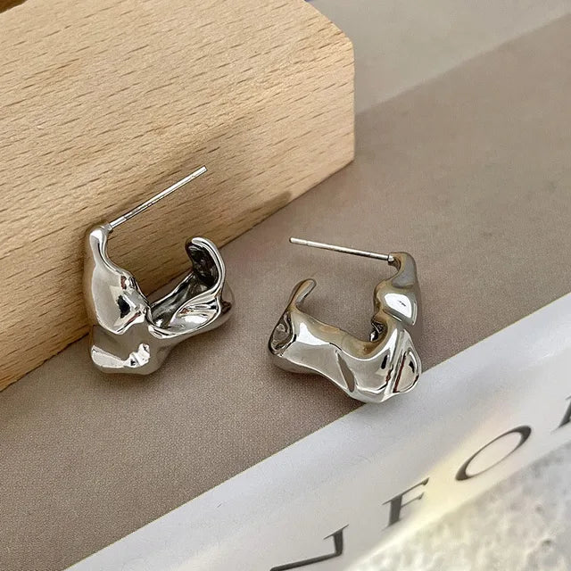 Schimmernder Kreis Goldener Glanz Mehrlagige Runde Ohrstecker