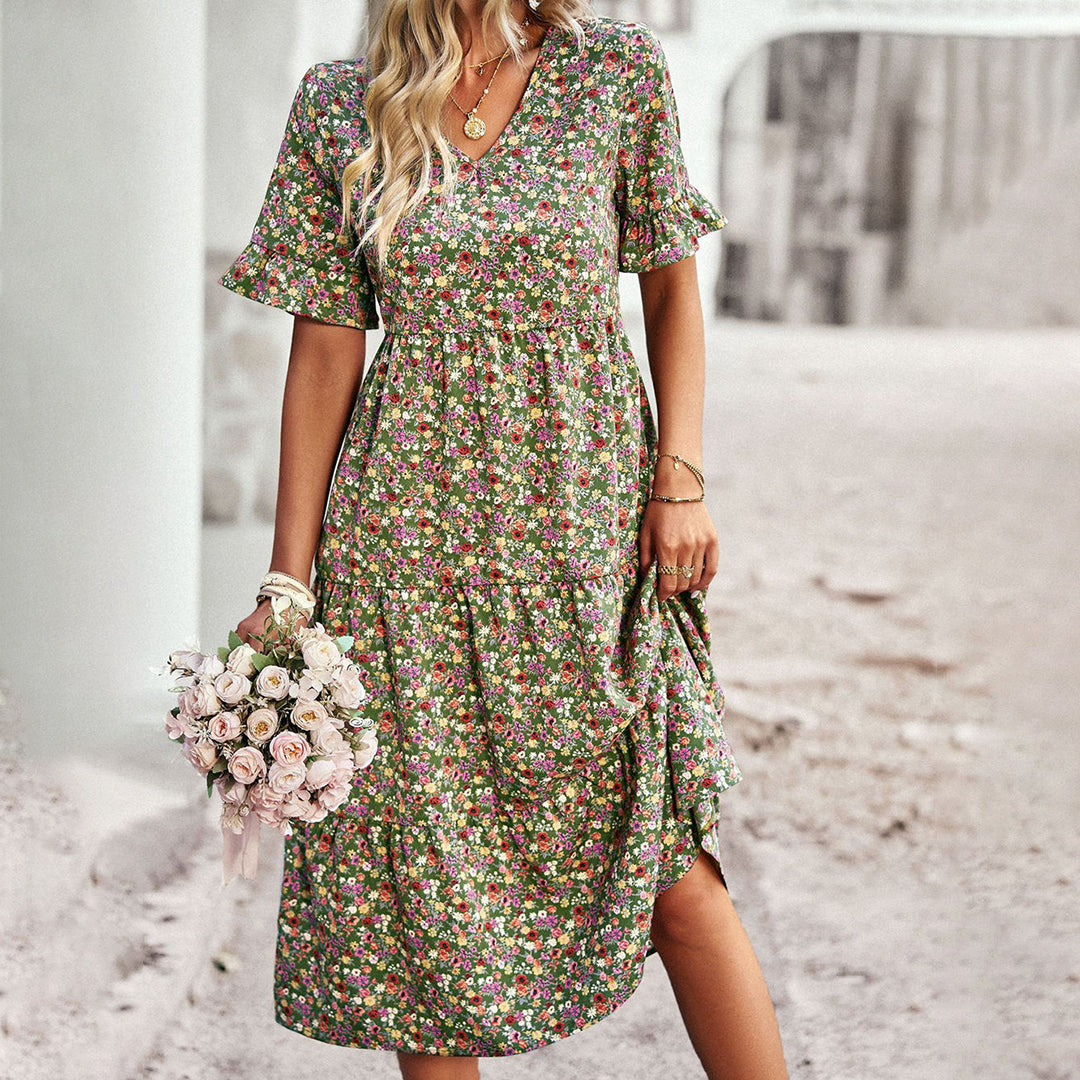 Lily's Bloemrijke Midi-jurk voor Zomerse Fashion