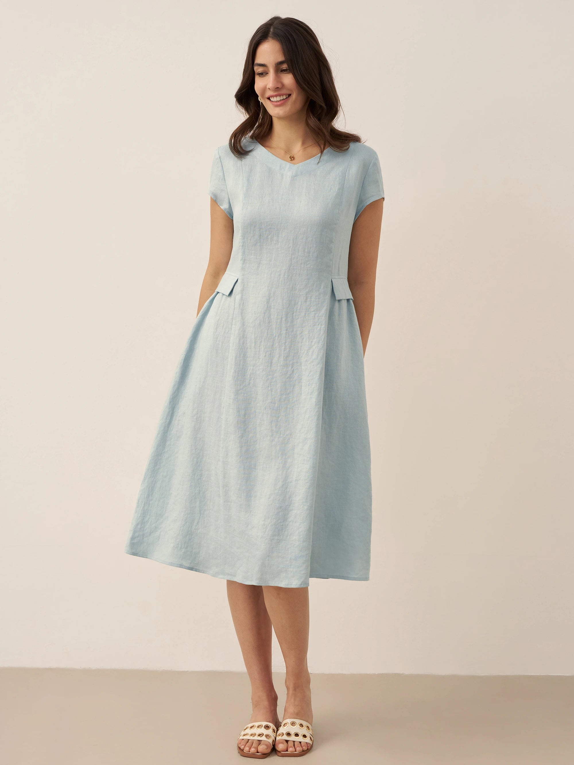 Greta | Midi zomerjurk met v-neckline