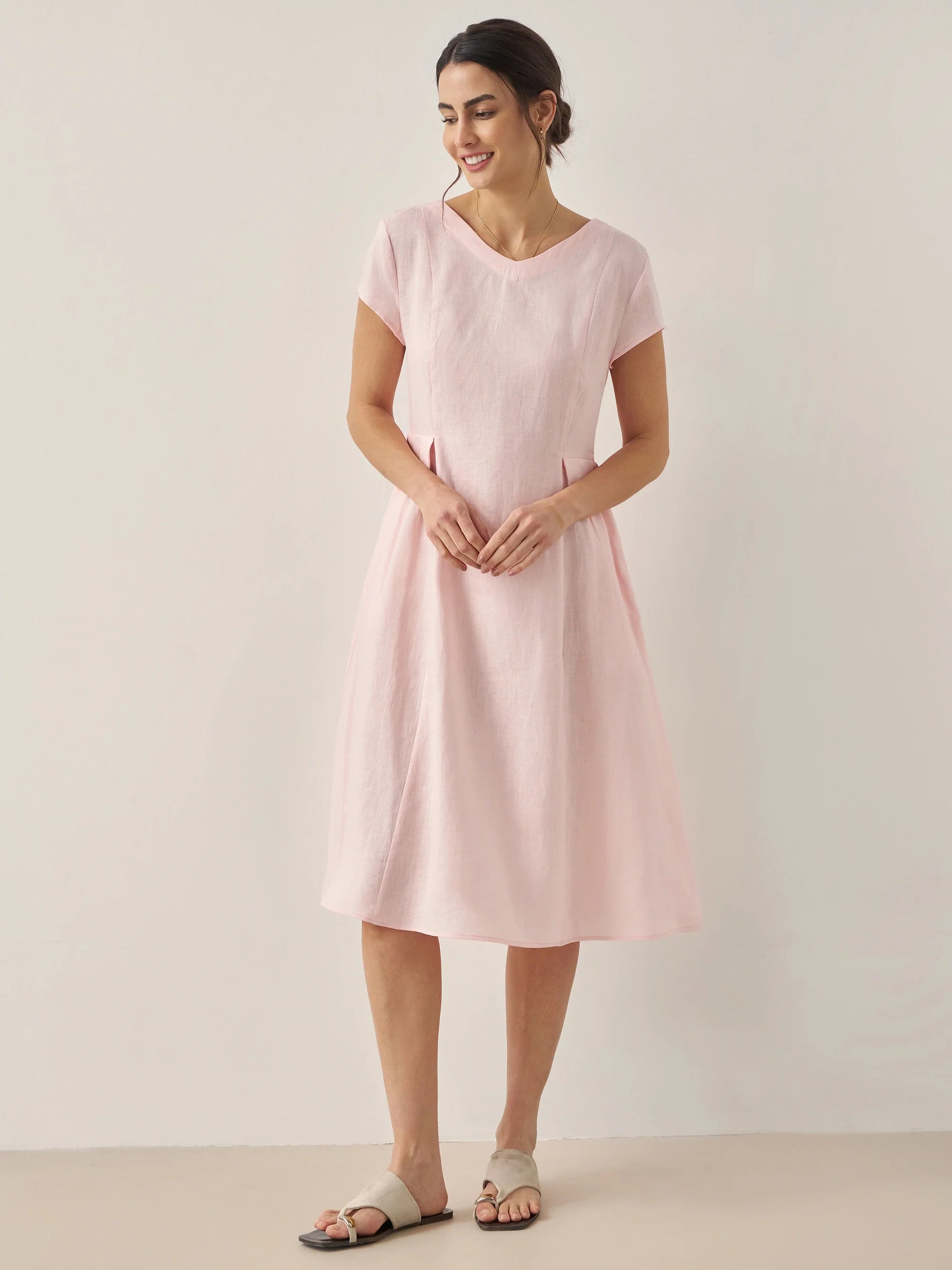 Greta | Midi zomerjurk met v-neckline