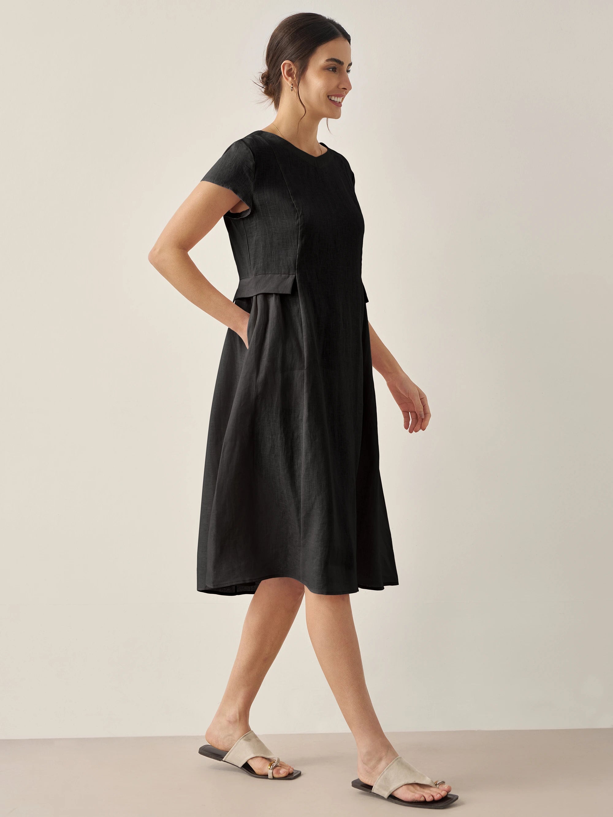 Greta | Midi zomerjurk met v-neckline