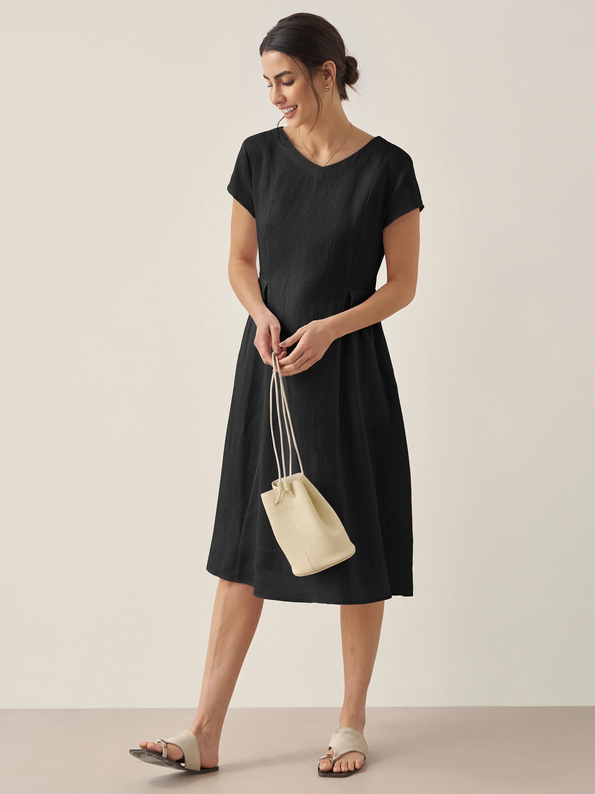 Greta | Midi zomerjurk met v-neckline