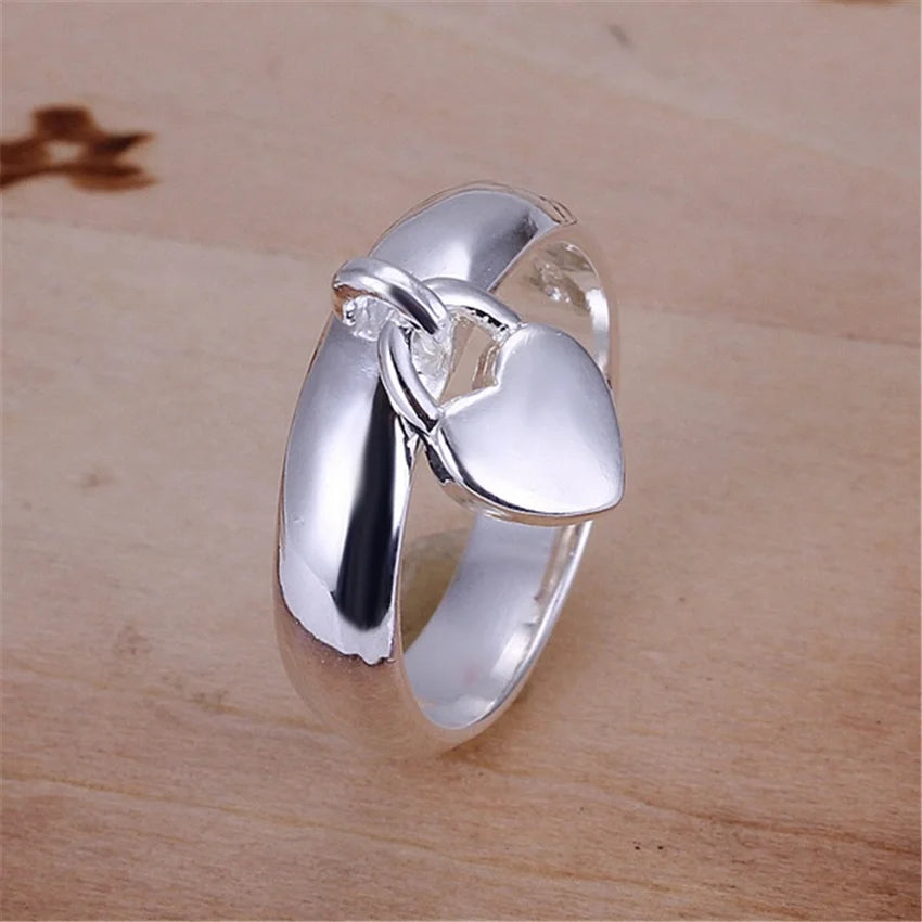 Heart Slot Ring Charms - Silver Color