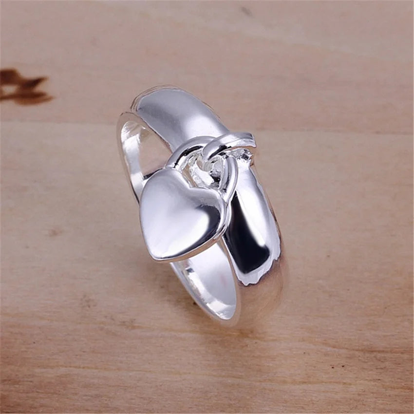Heart Slot Ring Charms - Silver Color