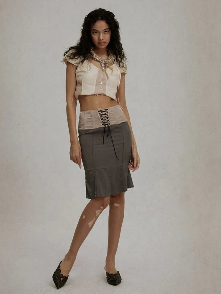 Luna Vintage Chic Mesh V-hals Shirt