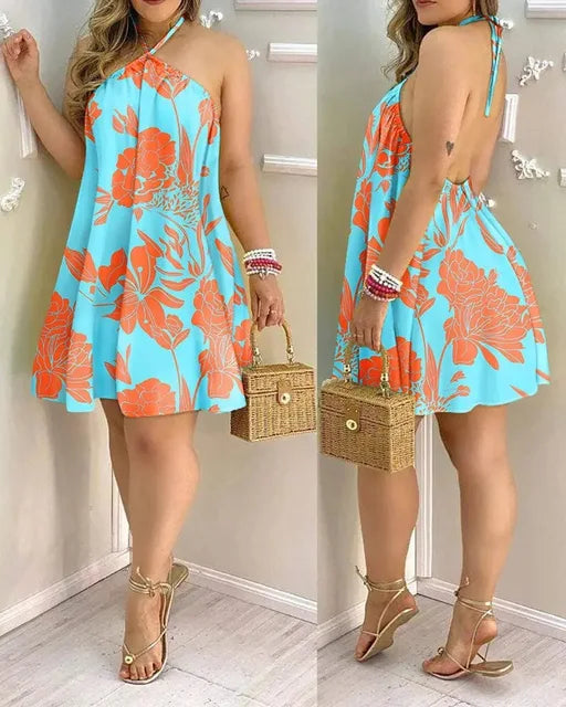 Sommerbrise Mode Tropisches Neckholderkleid