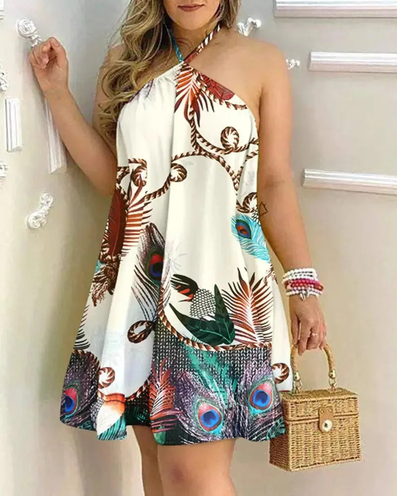 Summer Breeze Fashion Tropical Halter Neck Dress
