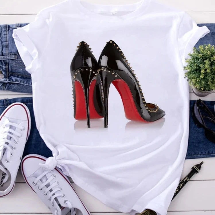 TrendFusion T-shirt con tacco alto