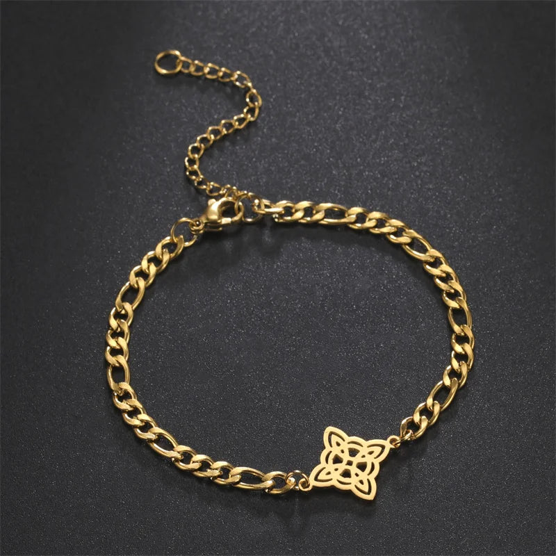 Hexagon Knot Charm Bracelet - Stainless Steel