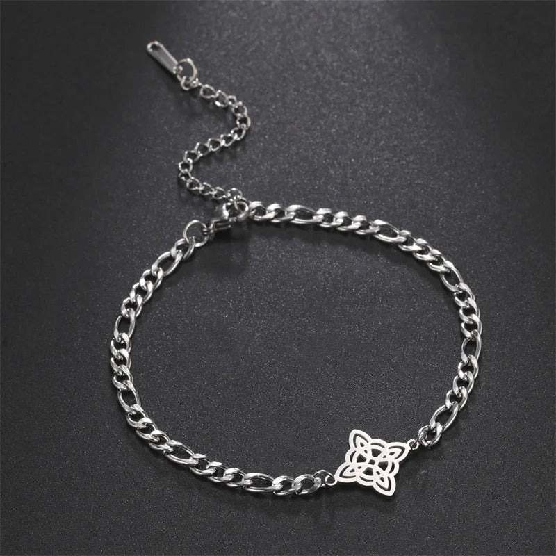 Hexagon Knot Charm Bracelet - Stainless Steel