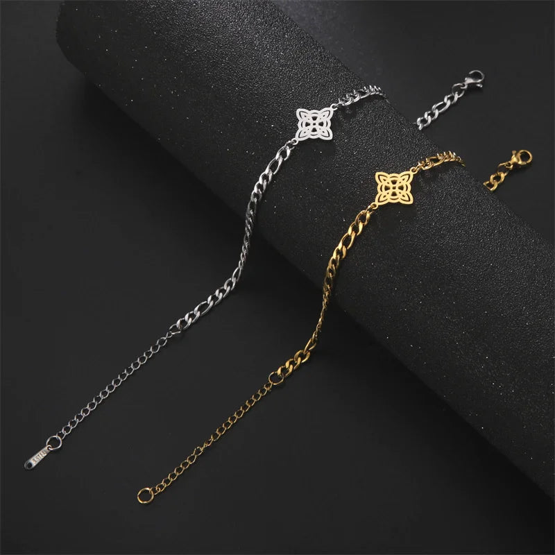 Hexagon Knot Charm Bracelet - Stainless Steel