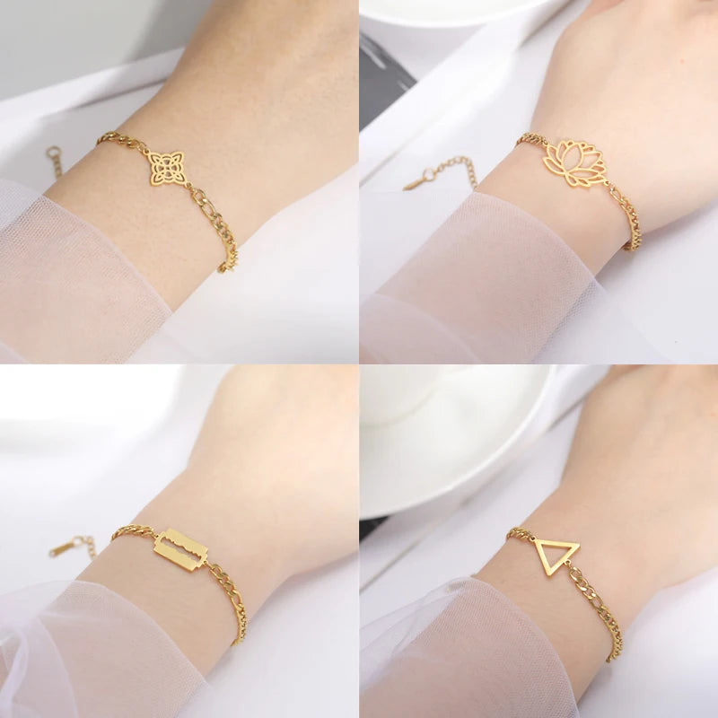 Hexagon Knot Charm Bracelet - Stainless Steel