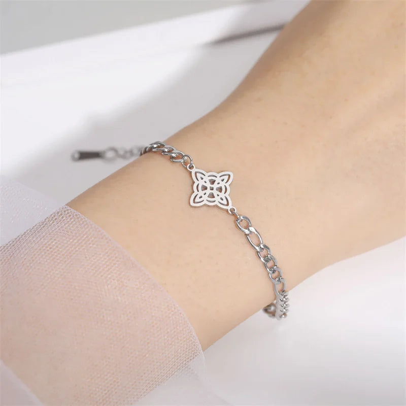 Hexagon Knot Charm Bracelet - Stainless Steel