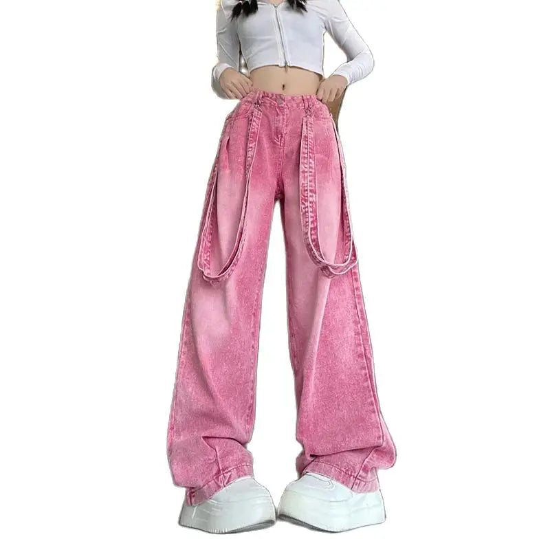 Autumn Denim Pants with Cutouts for Women