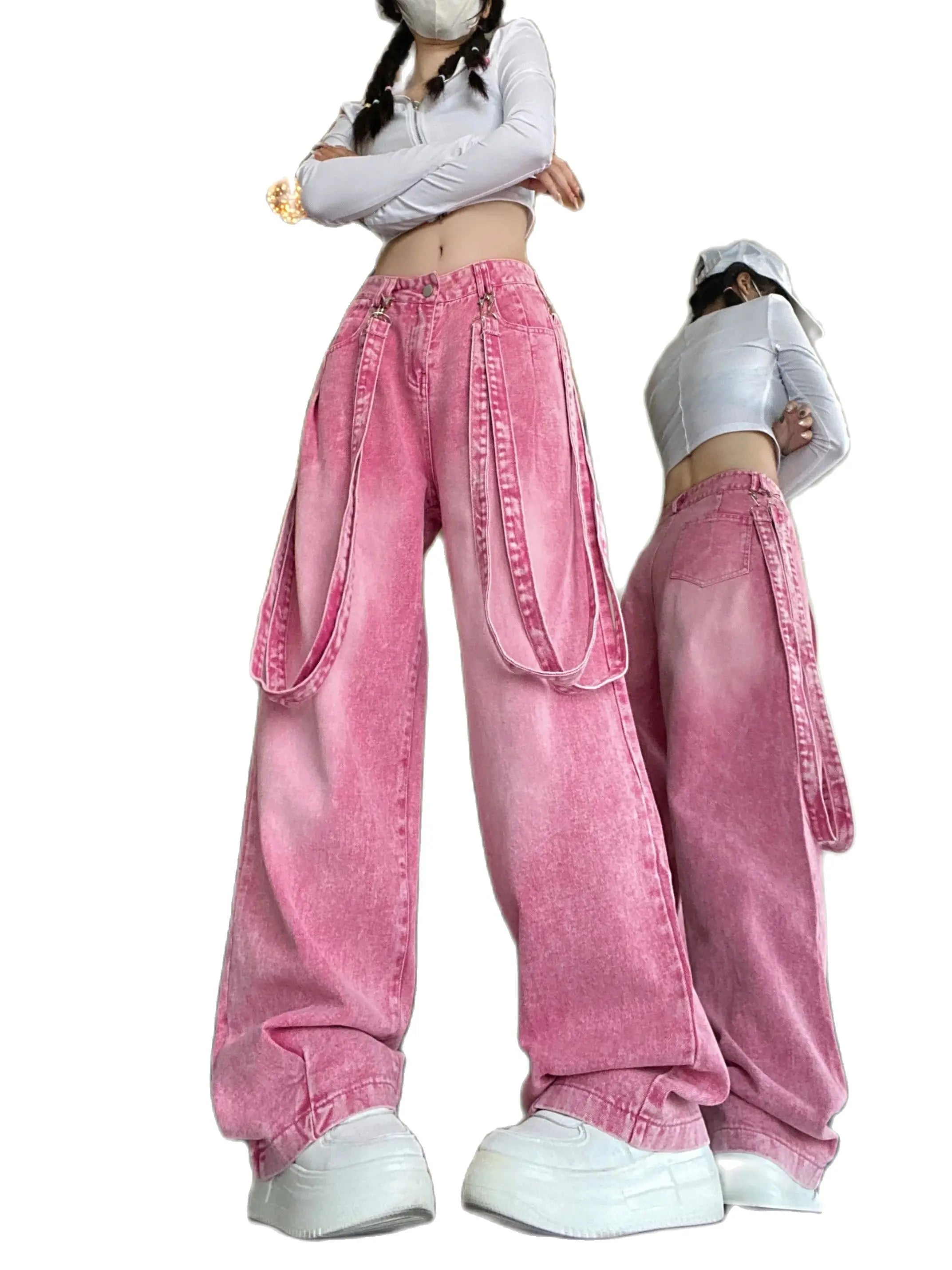 Autumn Denim Pants with Cutouts for Women