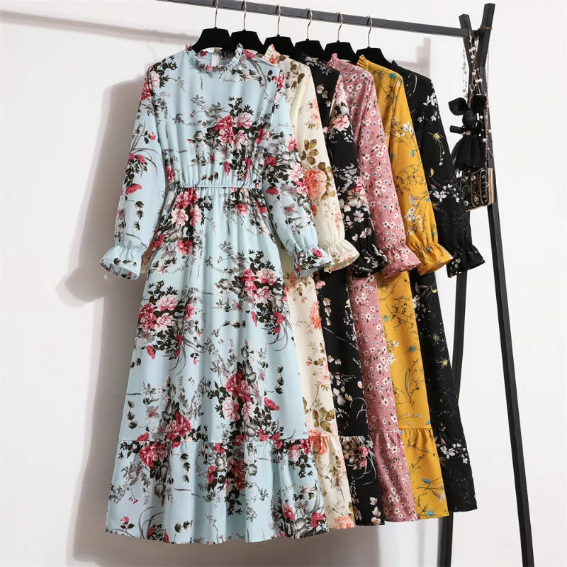 Epke Abito Maxi Autunnale con Stampa Floreale