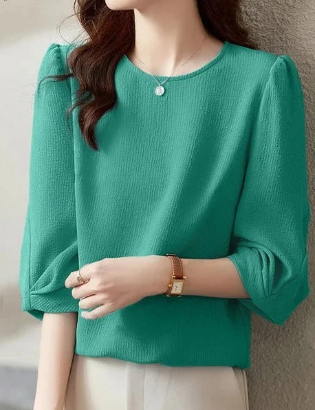 Herbst Frühling Damen Blusen - Stilvolle Tops mit 3/4 Ärmeln      3.5