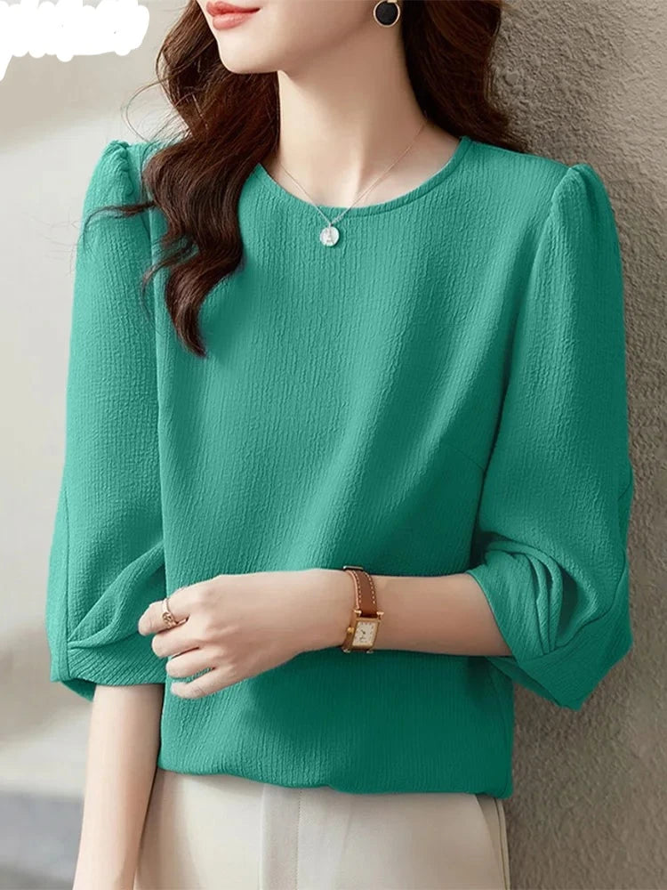 Autumn Spring Women's Blouses - Stylish Tops with 3/4 Sleeves      3.5