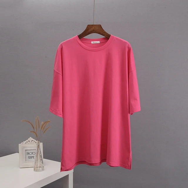 Zomer Oversized Katoenen T-shirt voor Vrouwen