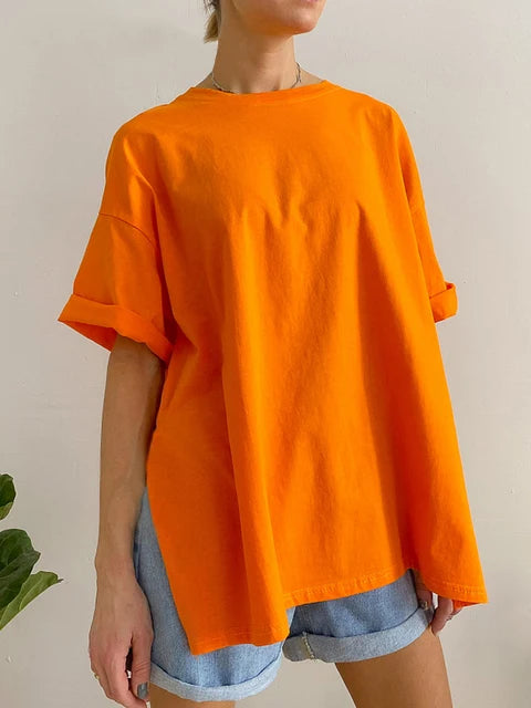 Zomer Oversized Katoenen T-shirt voor Vrouwen