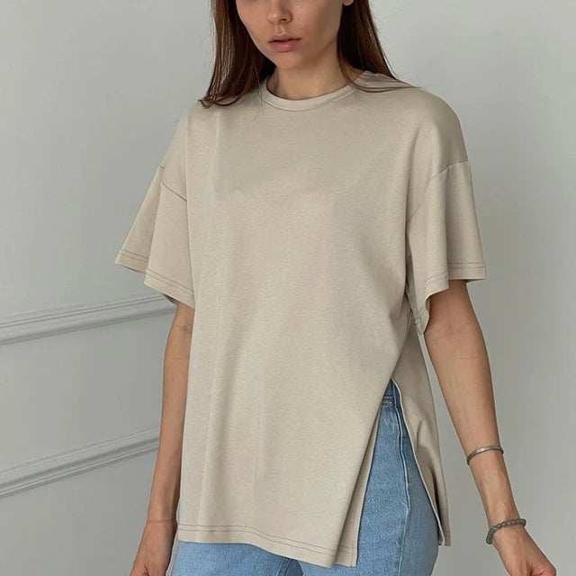 Zomer Oversized Katoenen T-shirt voor Vrouwen