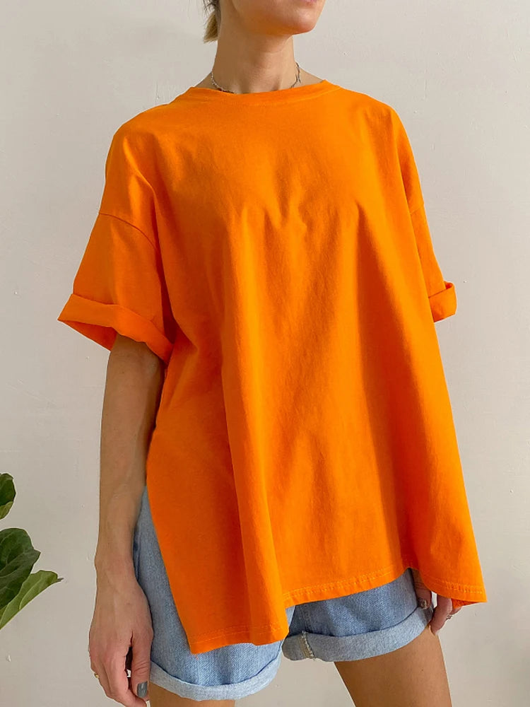 Zomer Oversized Katoenen T-shirt voor Vrouwen