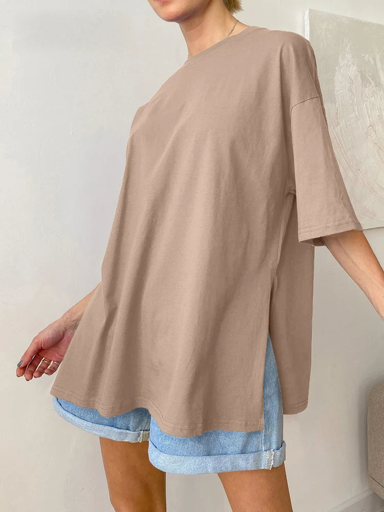Zomer Oversized Katoenen T-shirt voor Vrouwen