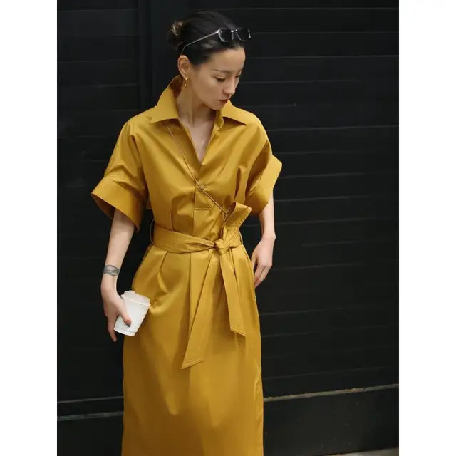 French Elegance Short Sleeve Dress with Partial Lace Waist