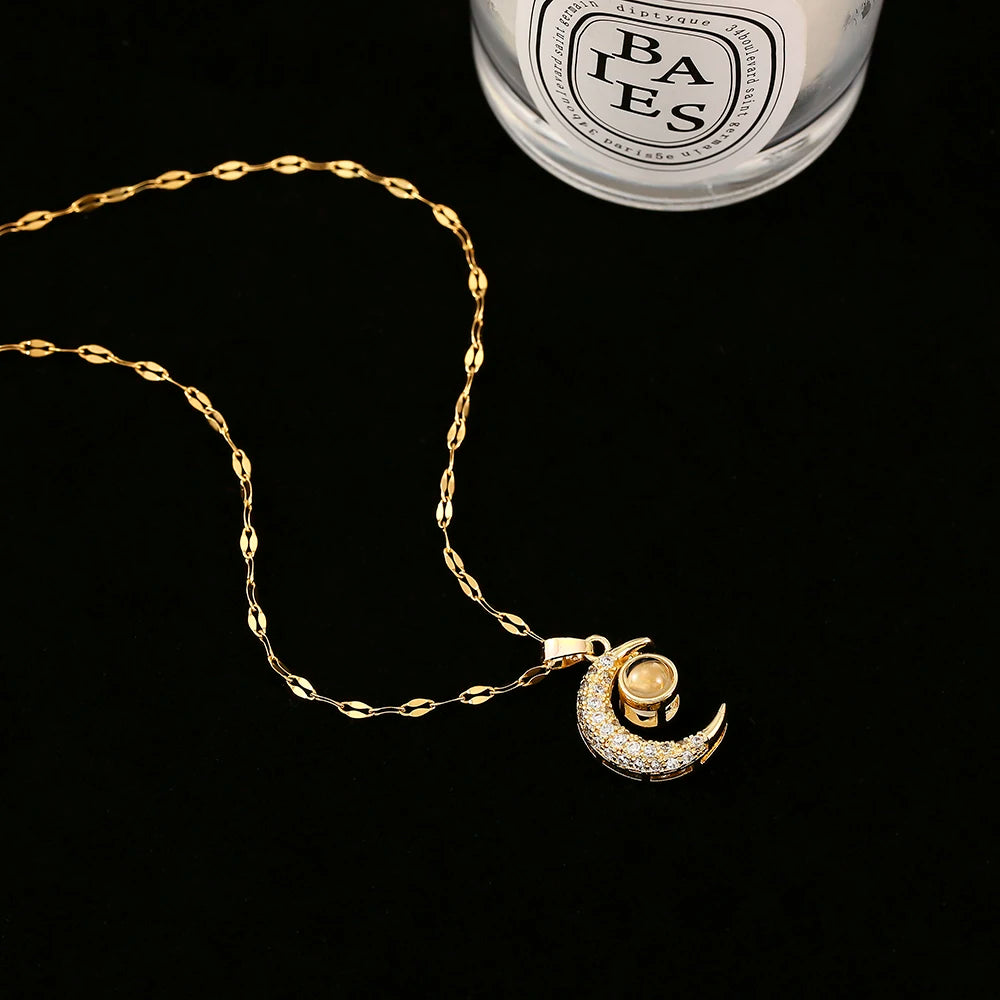 Enchanting Romantic Moon Necklaces of Stainless Steel