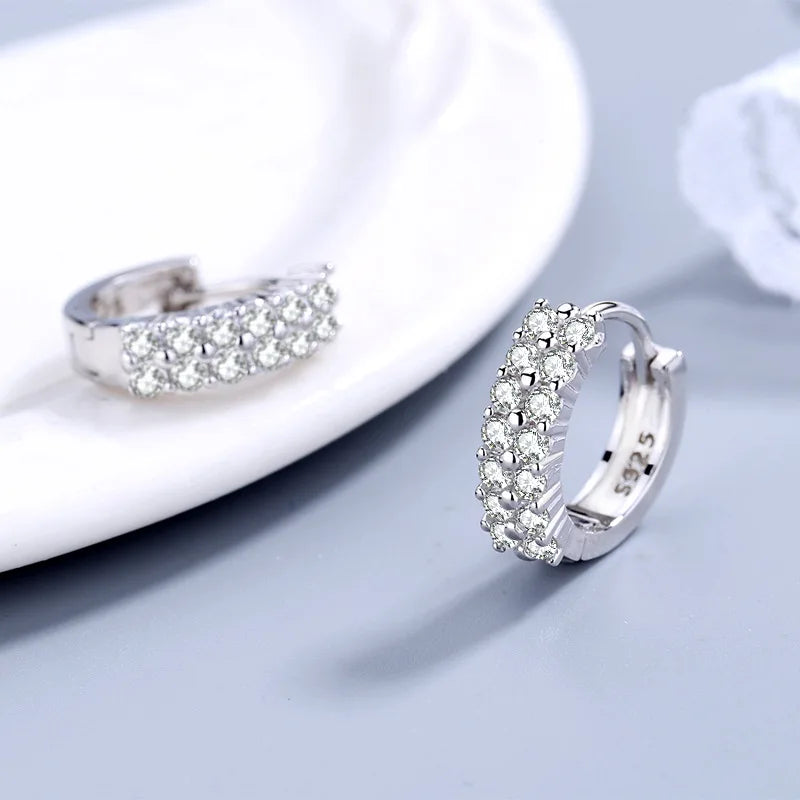Luxe doppio giro orecchini di cristallo del marchio di gioielli di stilista di moda