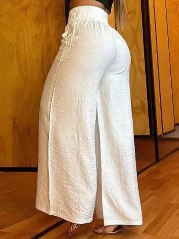 ChicElegance Estate Vita Alta Pantaloni a Gamba Larga