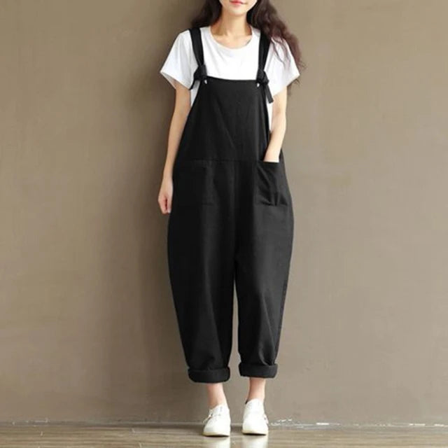 Stilvoller schicker lockerer einfarbiger Jumpsuit für Damen