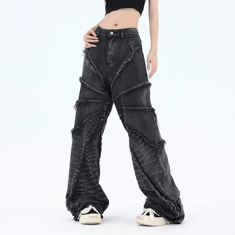 Houzhou Punk Schwarze Jeans