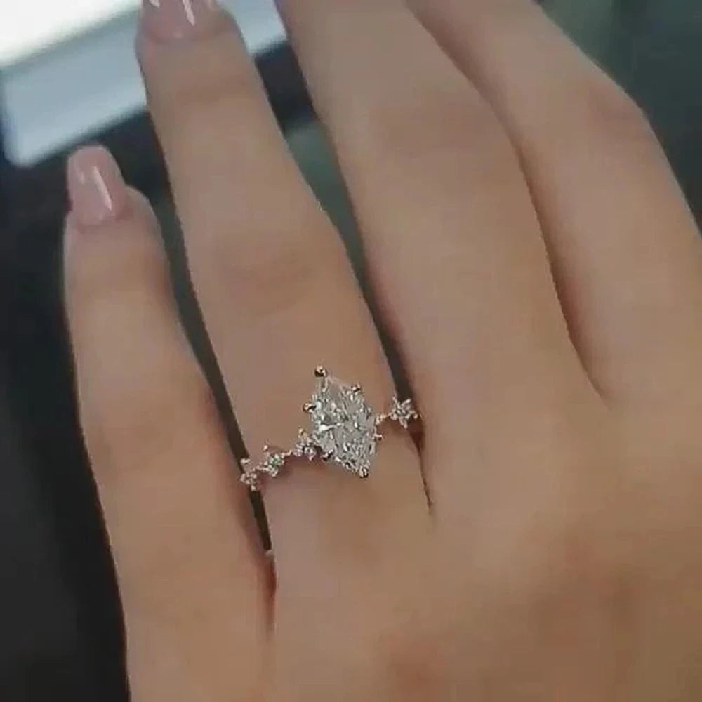 Huitan Splendidi Anelli Marquise con Zircone Cubico