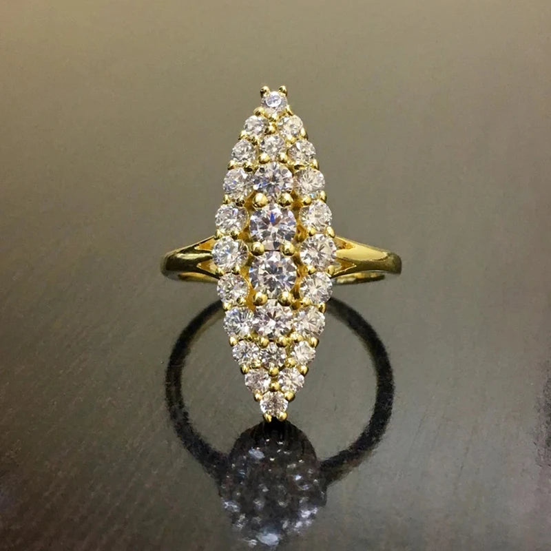 Huitan Hyperbolic Marquise Shaped Gold Color Rings