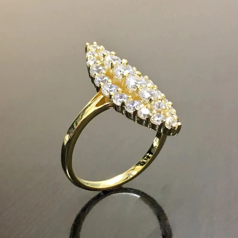 Huitan Hyperbolic Marquise Shaped Gold Color Rings