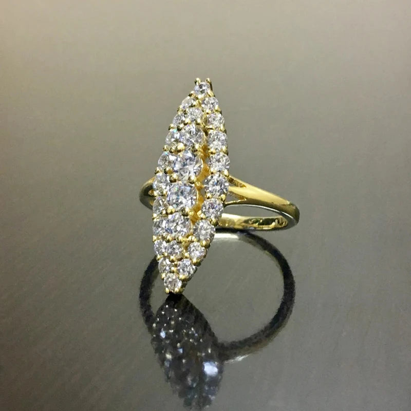 Huitan Hyperbolic Marquise Shaped Gold Color Rings