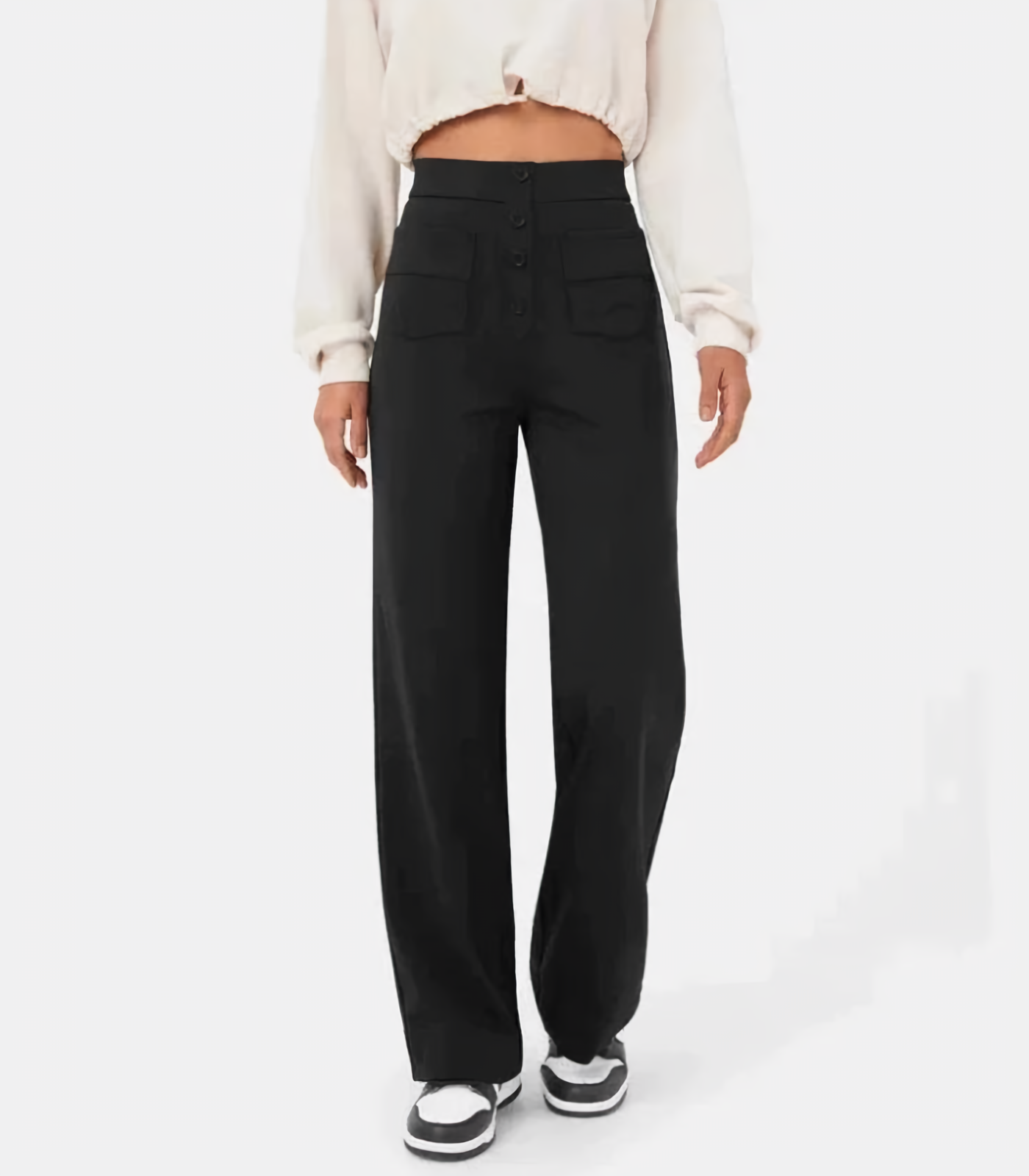 Velanora Hose | Hose mit hohem Bund und Knopfverschluss