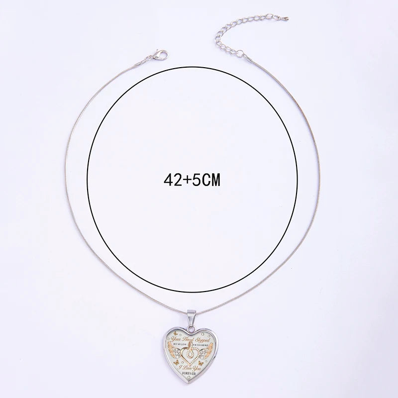 Heavenly Infinity Heart Angel Wings Necklace for Dad's Girl