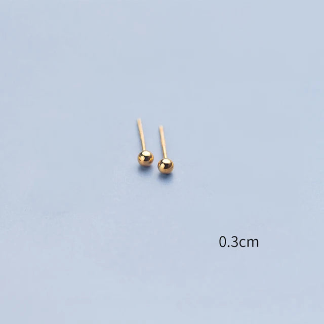 Aura Glans Sterling Zilveren 18K Gouden Kraal Oorknopjes