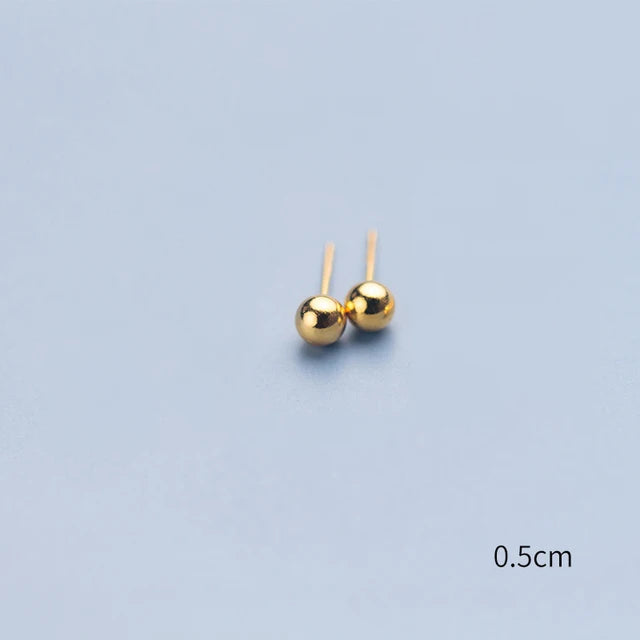 Aura Glans Sterling Zilveren 18K Gouden Kraal Oorknopjes