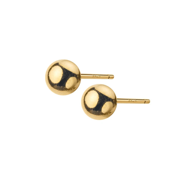 Aura Glans Sterling Zilveren 18K Gouden Kraal Oorknopjes