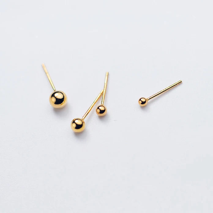 Aura Glans Sterling Zilveren 18K Gouden Kraal Oorknopjes