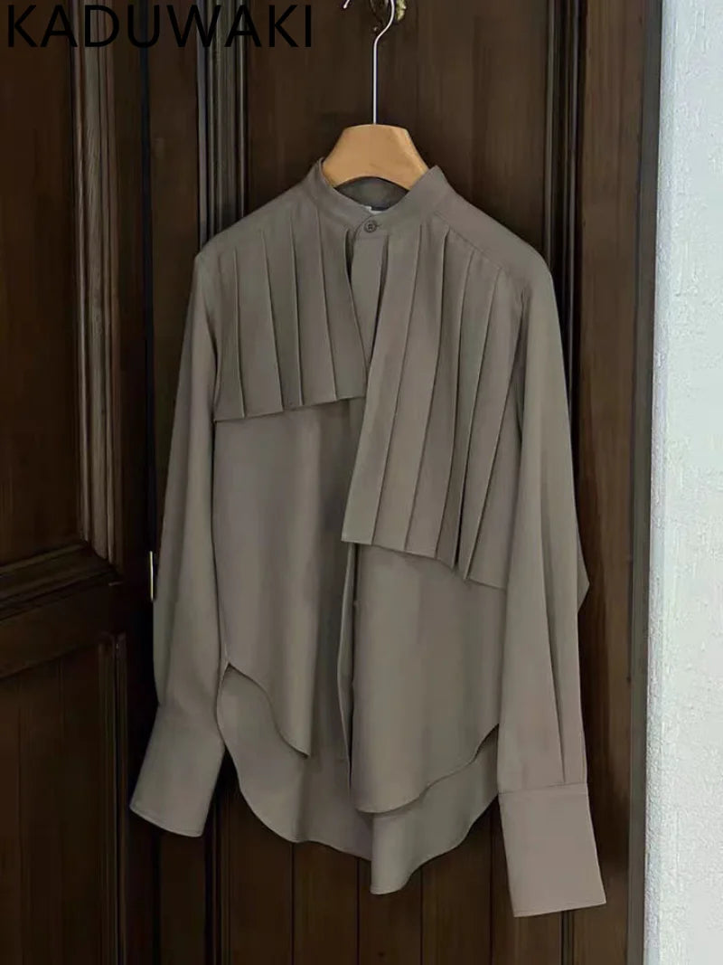 Japanese Vintage O-Neck Blouse for Women